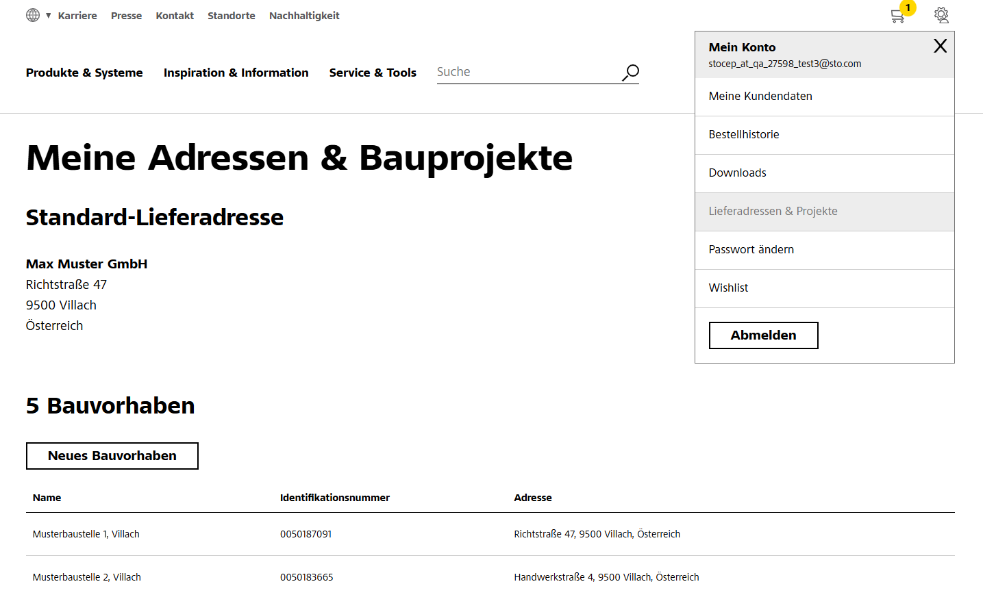 Bauvorhaben anlegen
