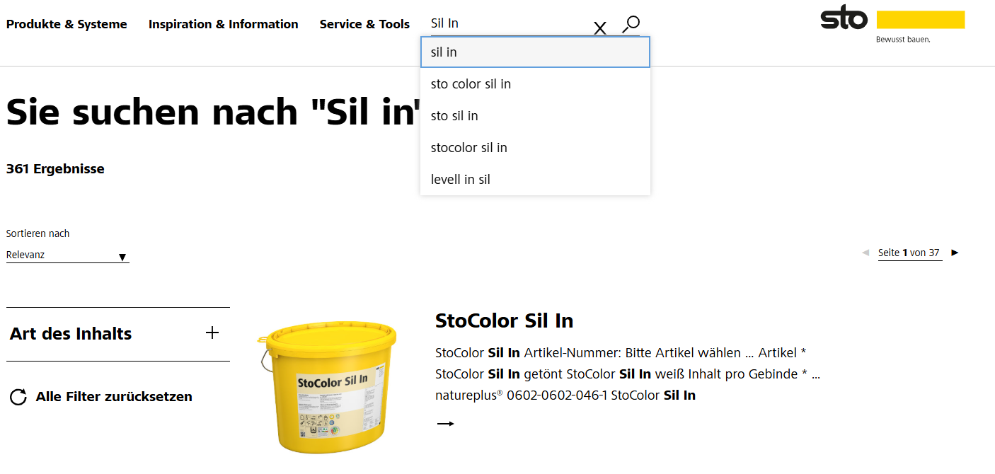 Suchleiste - sto.at