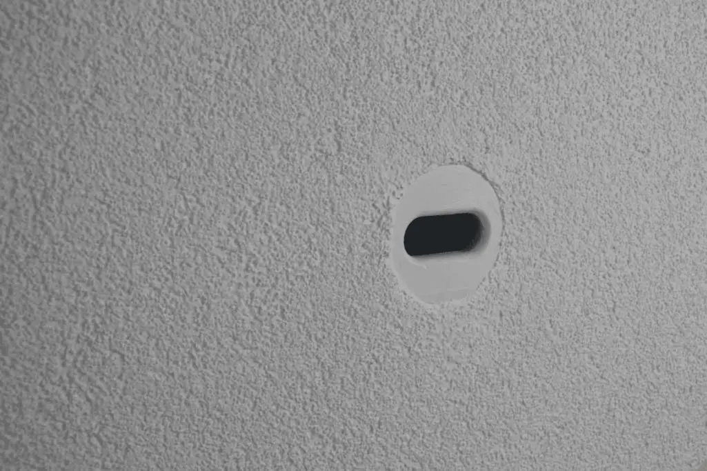 In die Putzfassade integrierte Einflugöffnung eines StoElement-Fauna-Nistkastens