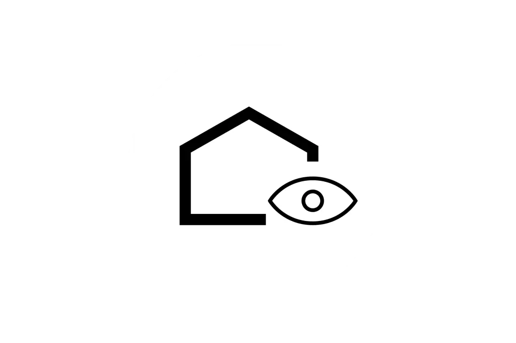 Piktogramm Ästhetik: Haus mit Auge, Fassadenfarbe