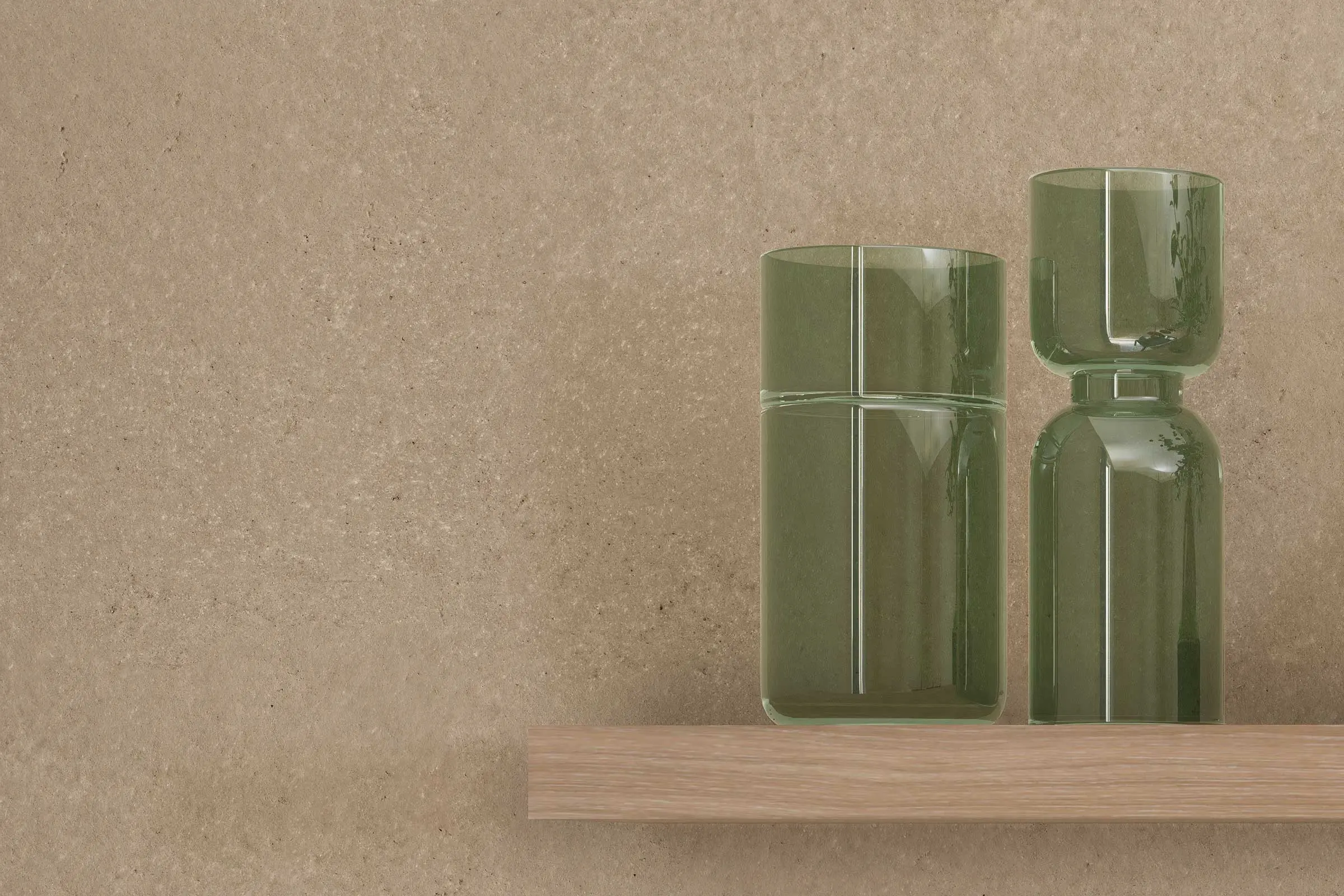 Wandgestaltung Esszimmer 1, Detailaufnahme Wandregal mit Dekovasen, Farbtöne Interior Colors 24+