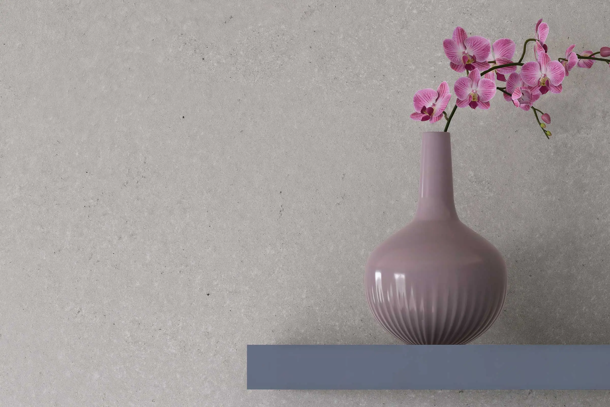 Wandgestaltung Schlafzimmer Detail Wandregal mit Vase, naturfarbene Wand, Interior Colors 24+