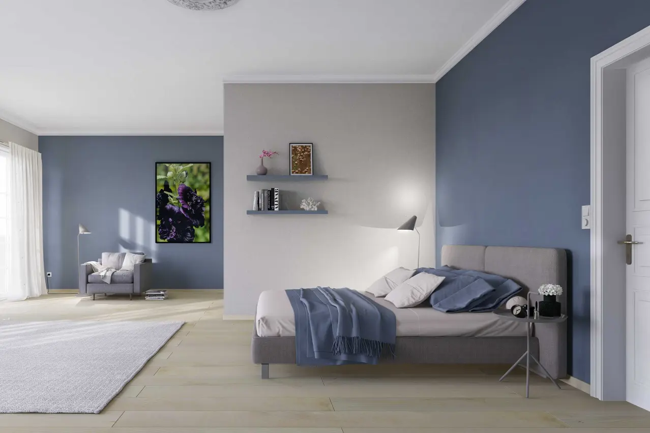 Wandfarbe Schlafzimmer, Blau und Weiß, Farbtöne Interior Colors 24+