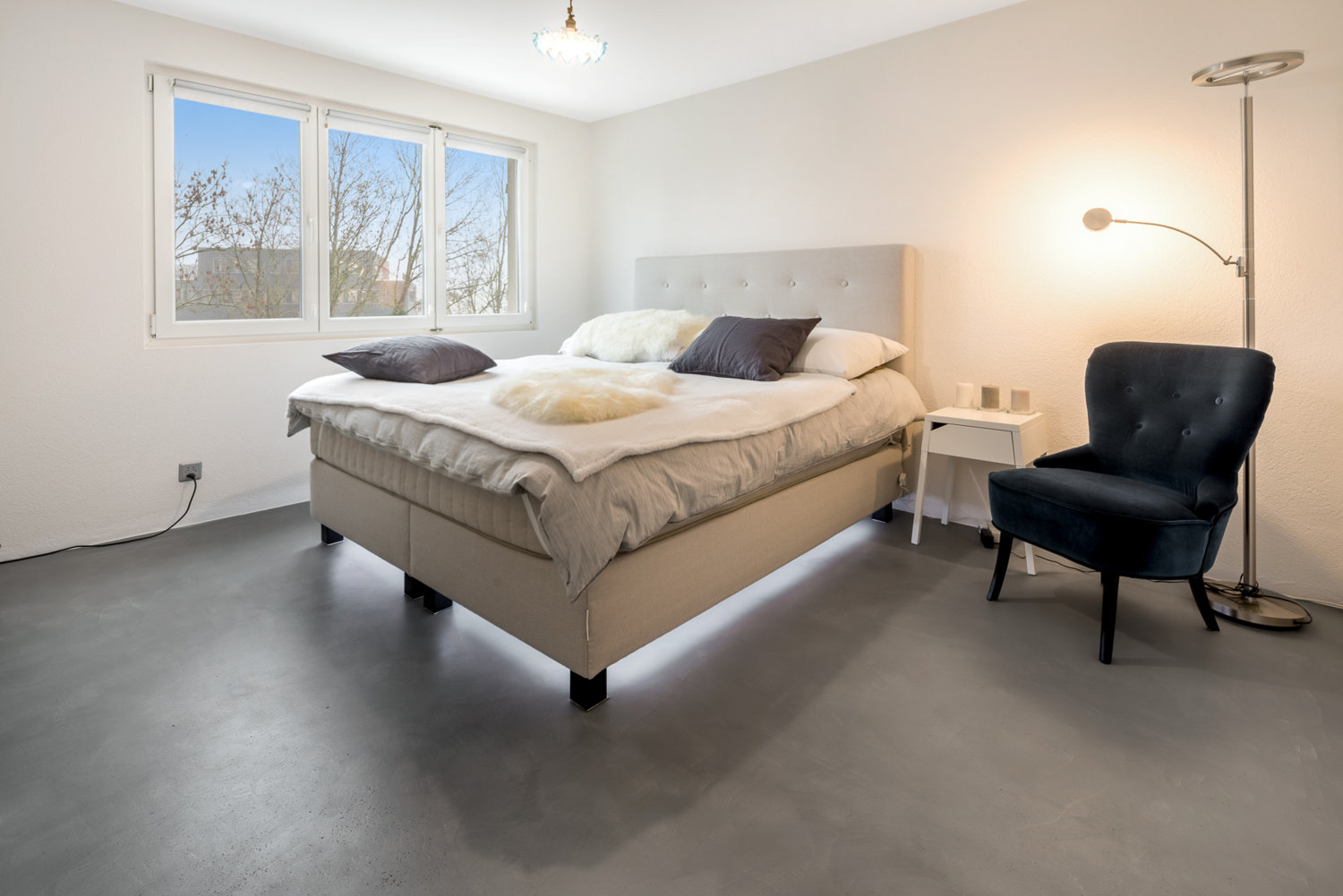 Sichtestrich im Schlafzimmer