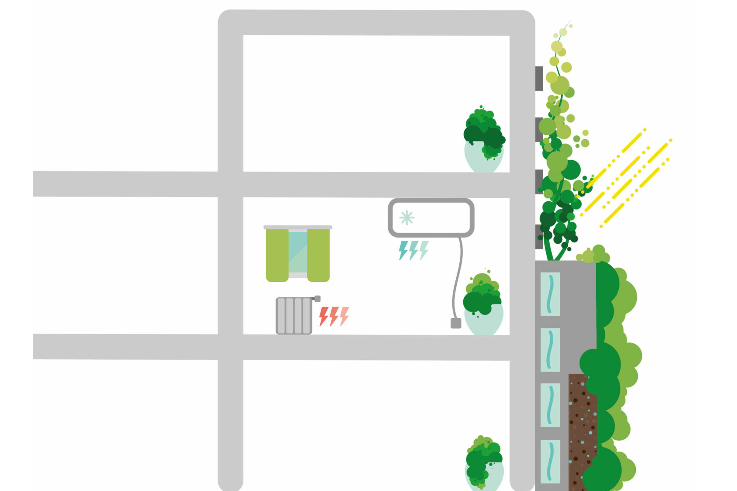 Fassadenbegrünungen wirken wie eine Gebäudedämmung gegen Hitze und Kälte.